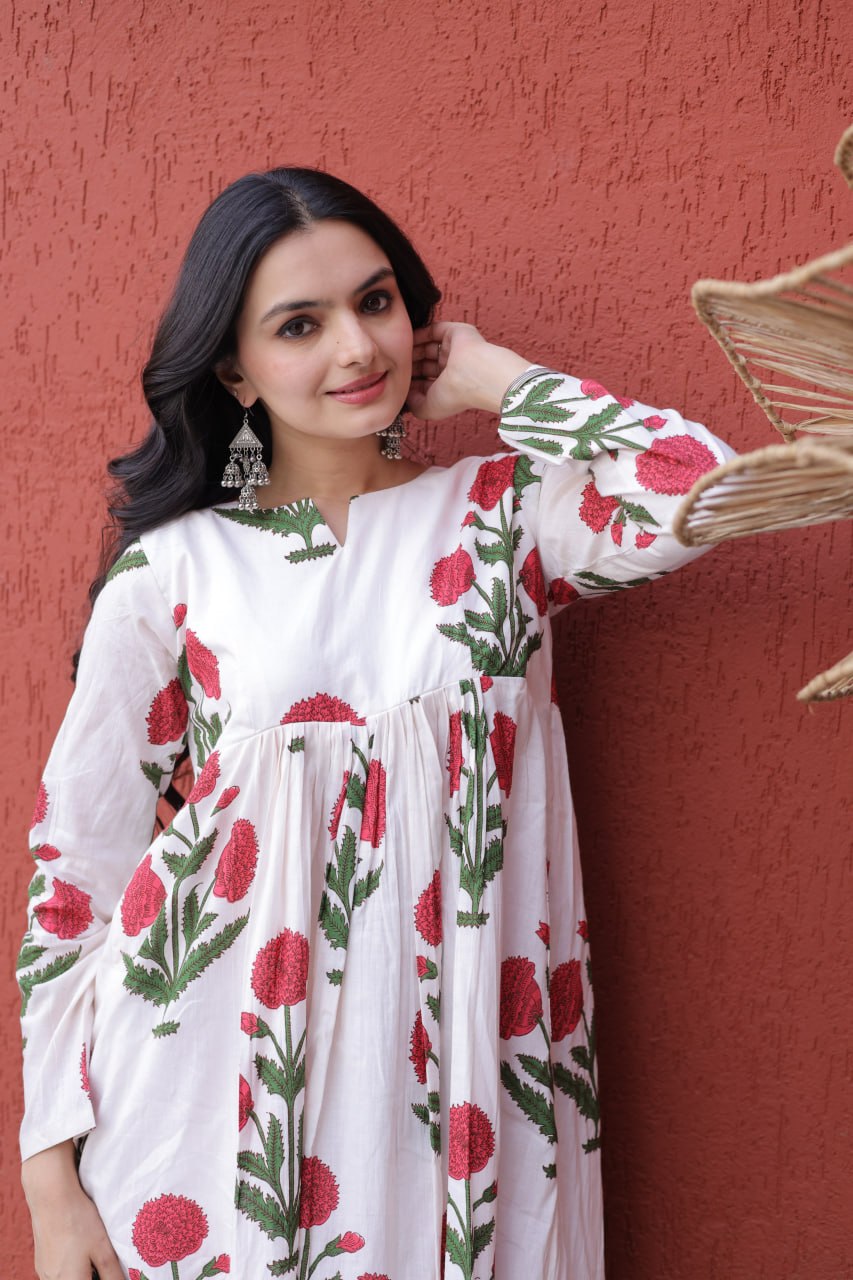 Premium Printed Cotton Kurti & Pant Set