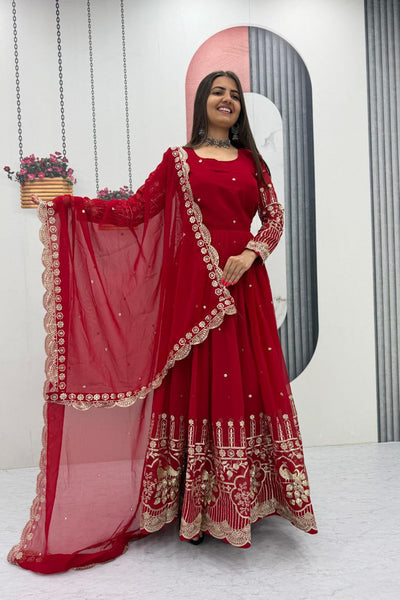 Glamorous Fox Georgette Sequence Partywear Gown & Dupatta