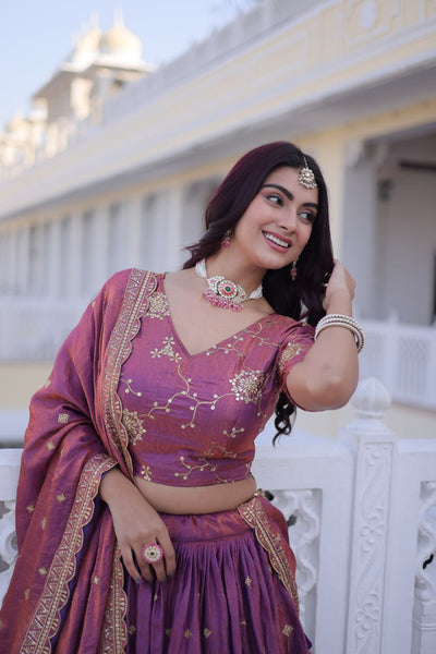 Premium Silk Zari & Sequins Embroidered Lehenga Choli with Cutwork Dupatta