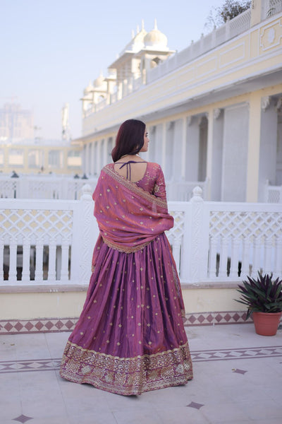 Premium Silk Zari & Sequins Embroidered Lehenga Choli with Cutwork Dupatta