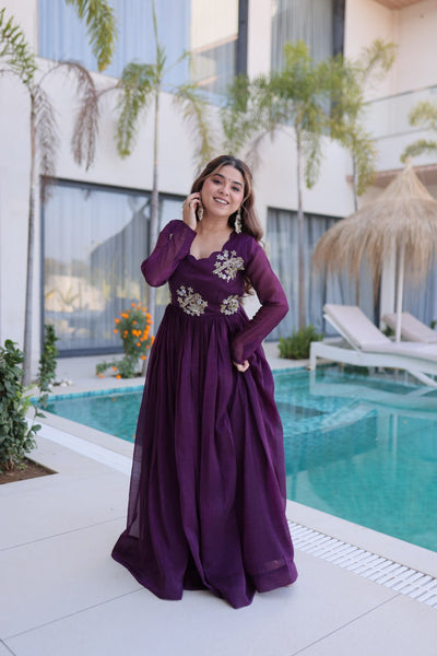 Silver Crunchy Embroidered Gown