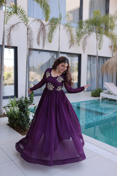 Silver Crunchy Embroidered Gown