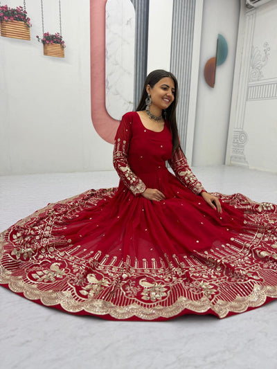 Glamorous Fox Georgette Sequence Partywear Gown & Dupatta