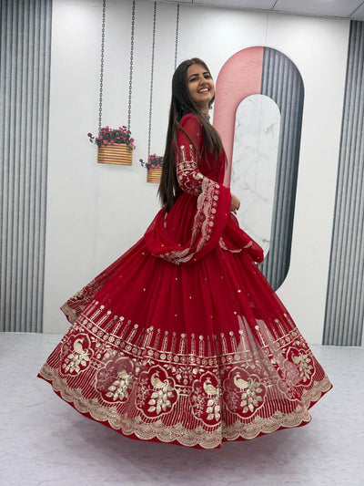 Glamorous Fox Georgette Sequence Partywear Gown & Dupatta