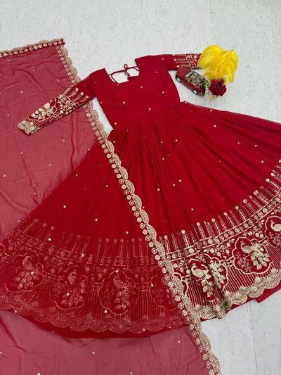 Glamorous Fox Georgette Sequence Partywear Gown & Dupatta