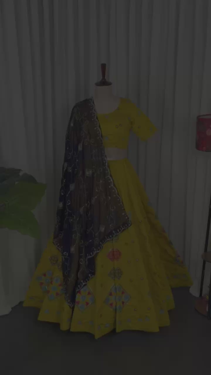 AAKRISH DESIGNERS NEW PATTERN LENGHA CHOLI YELLOW  2026